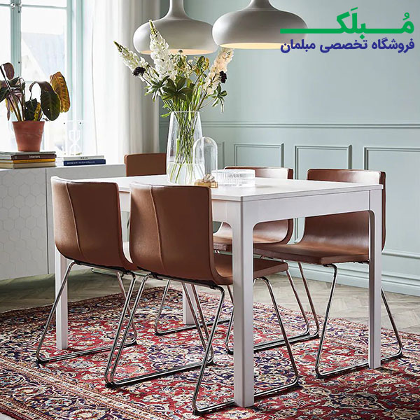 صندلی ناهارخوری چرمی ایکیا قهوه ای