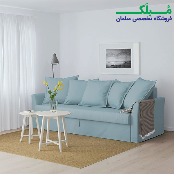 مبل تختخوابشو ایکیا مدل HOLMSUND با رنگ آبی روشن