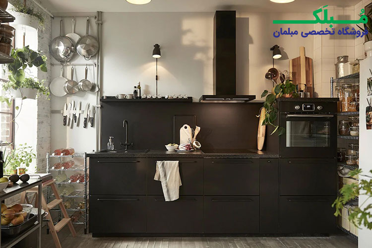 کابینت مشکی با کشوها افقی عریض