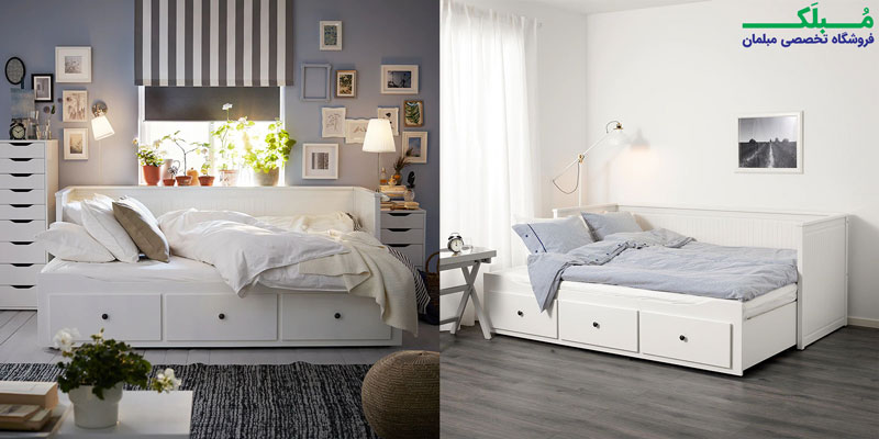 کاناپه تختخوابشو سه کشو آیکیا مدل HEMNES